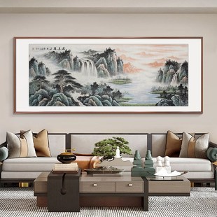 山水画新中式客厅装饰画办公室挂画字画沙H发背景墙壁画2024年新