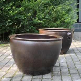 老式粗土缸盆养鱼农村储水缸老式米缸农村K大水缸瓷缸养鱼睡莲荷