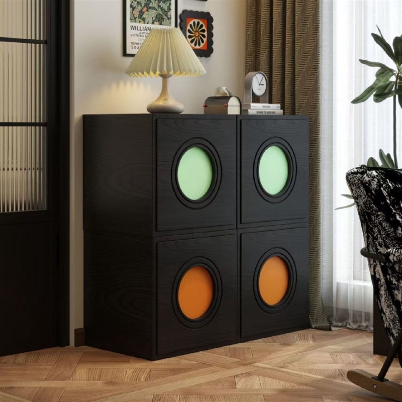 中古风电视柜组合收纳柜床头柜模块组合斗K柜实木卡门柜客厅落地