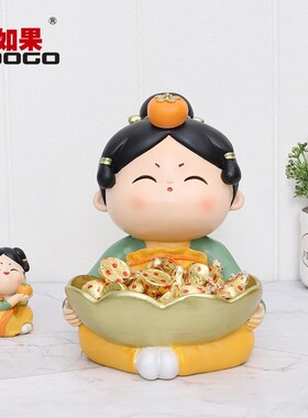 钥匙收纳摆件创意唐仕女家居入户客厅装饰玄关P桌面品风盘摆设中
