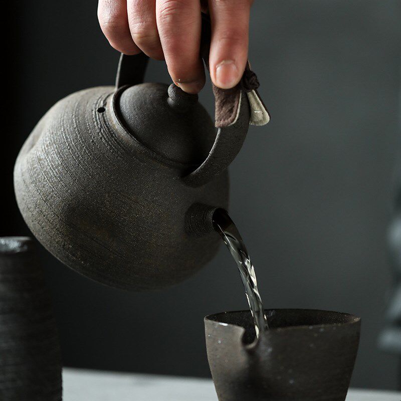 南蛮烧风格d围炉煮茶壶温茶壶提梁煮水壶手工粗陶侘寂两用壶煮茶