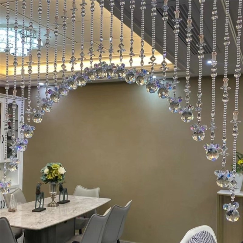 新款白色七彩葫芦k白菜水晶珠帘客厅玄关卧室过道卫生间门帘免打