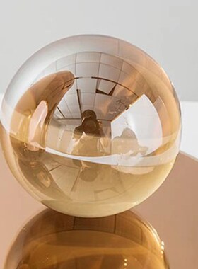 现代轻奢创意g北欧圆形玻璃镜面托盘摆件样板房售楼处桌面软装饰