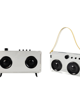 简约现代轻奢桌面软装饰品透明收音E机录音机亚克力摆件样板间客