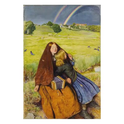 米莱斯油b画盲女手绘复制品英国拉斐尔前派名画临摹装饰画欧式竖