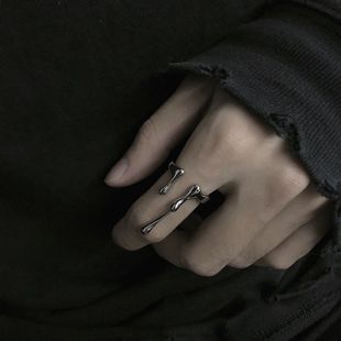 不规则熔岩冷淡风ins戒指男女小众设计高级感简约时尚开口食指环