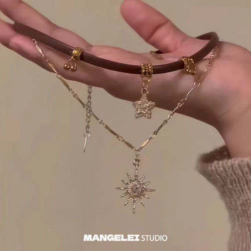 美拉德太阳星星项链女复古甜酷