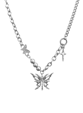 金属液态蝴蝶拼接项链项链男生