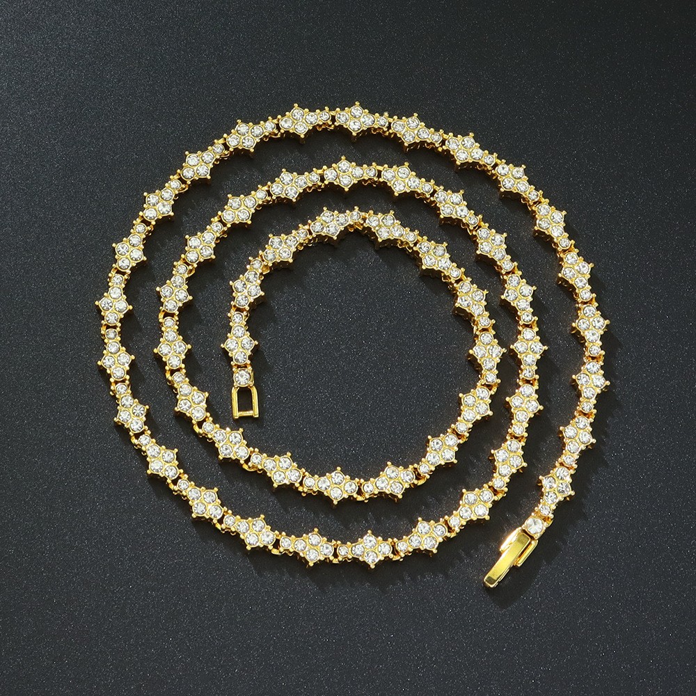 超闪荆棘花形满钻锁骨链