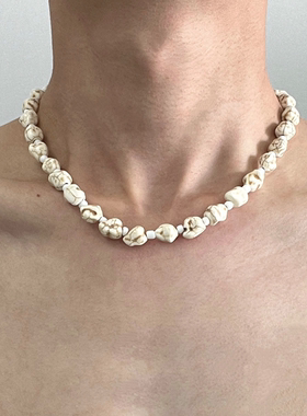 白色串珠项链男生小众设计高级感