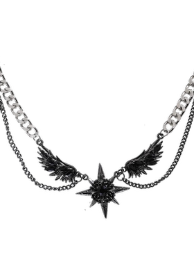 黑羽翼星芒项链朋克亚文化