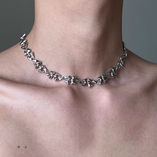 不规则扭曲嘻哈个性 项链男女小众设计高级感欧美高街潮流锁骨链