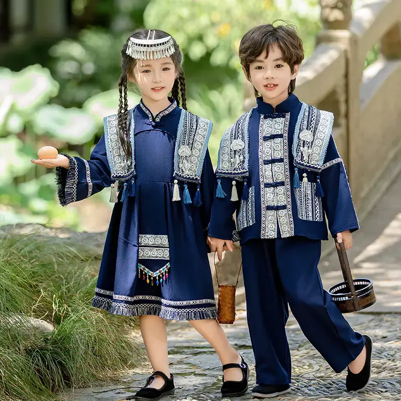 三月三服装三月三服装女童少数民族连衣裙春夏新款演出男童古风汉