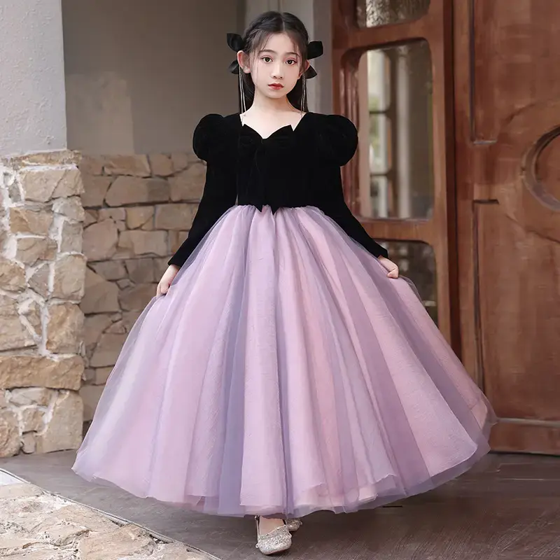 儿童演出服女童晚礼服轻奢小众高端女孩生日公主裙主持人钢琴演奏