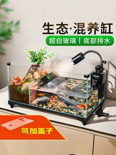 乌龟缸超白玻璃饲养缸水陆两栖香半水龟安缘家用生态鱼缸专用造景