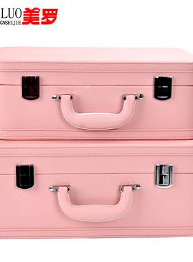 软装饰品摆d件皮质手提箱样板房收纳箱儿童房女孩房装饰箱摄影道