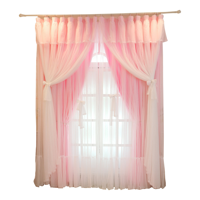 韩式梦幻婚房公主风飘窗窗帘卧室少女纱帘清新甜T美全遮光网红窗