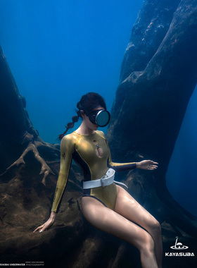 KAYASUBA冲浪潜水湿衣泳衣潜水服修身显瘦连体湿衣灰金魅惑系列