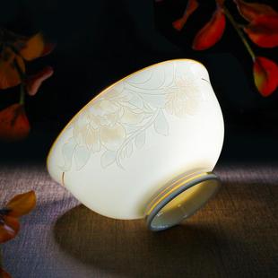 面碗陶瓷碗盘餐具金边高脚吃饭碗创意碗6寸 4个家用骨瓷米饭碗中式