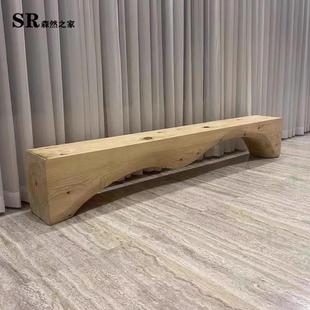 创意异形双拱单拱休息长凳民宿电视柜家用实木换鞋 原木长凳个性 凳