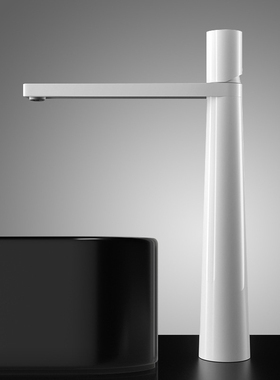 高斯里极简轻奢龙头面盆洗手盆全铜艺术白色加高冷热水龙头