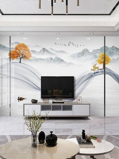 竹木纤维集成墙板电视背景墙装 饰画大气现代简约客厅定制背景墙板
