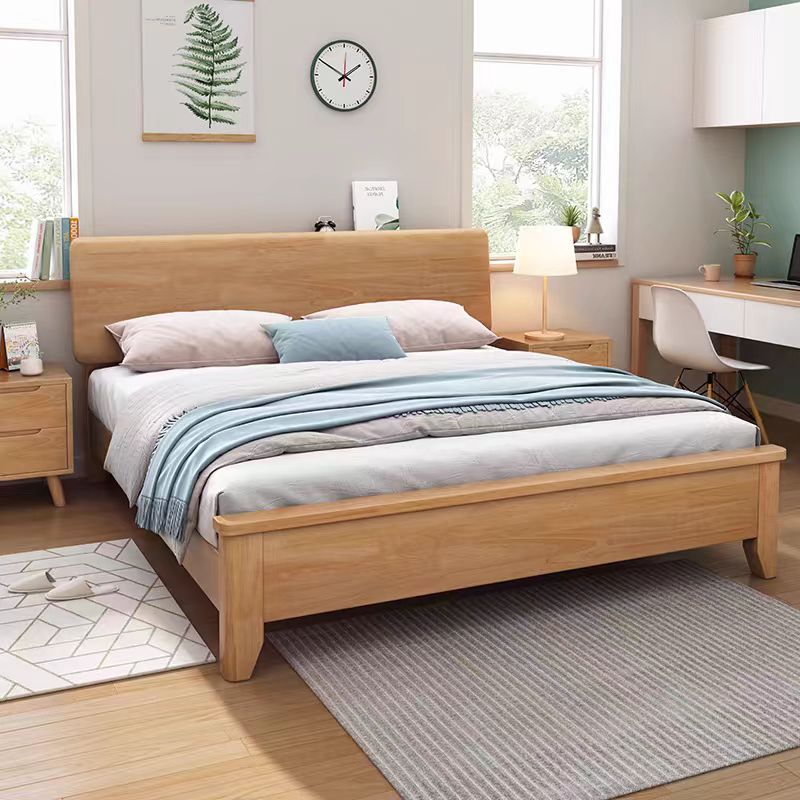 全实木双人大床1米5单人1.2米简约现代小户型北欧1.35米原木家具