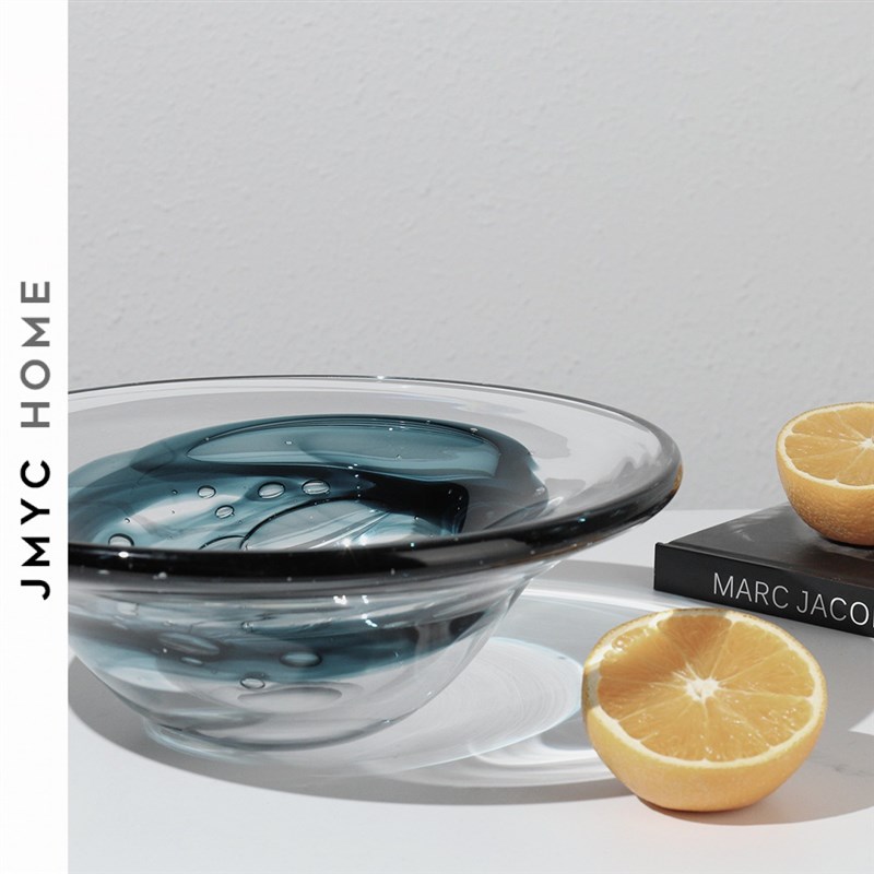 现代轻奢家居饰品玻璃水果盘酒店餐厅F桌面摆件简约家用款托盘软