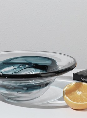 现代轻奢家居饰品玻璃水果盘酒店餐厅F桌面摆件简约家用款托盘软