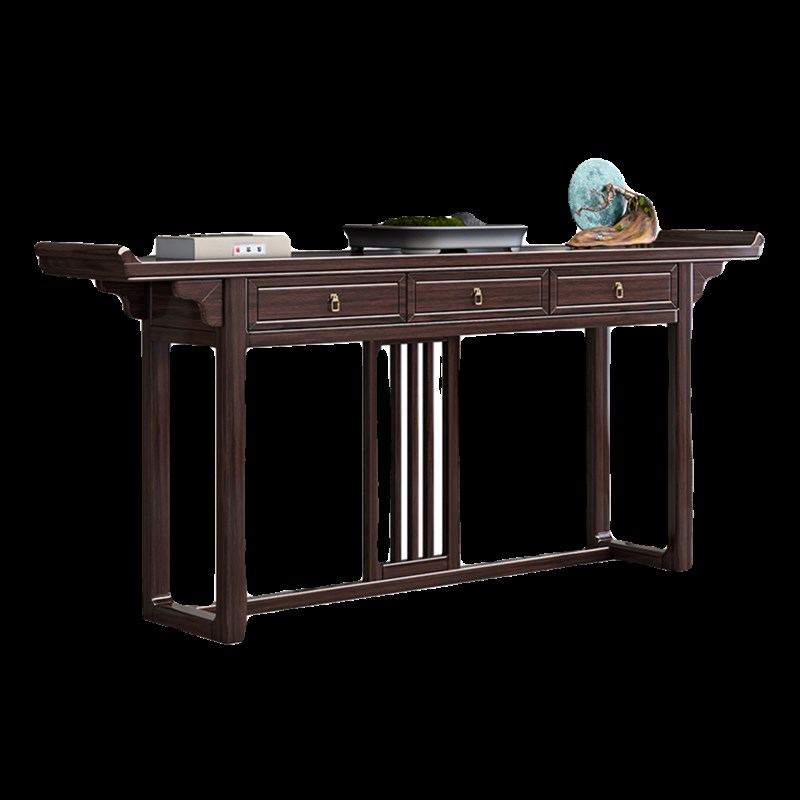 新中式实木中堂六件套条案供桌香案农H村堂屋家用紫金檀八仙桌神