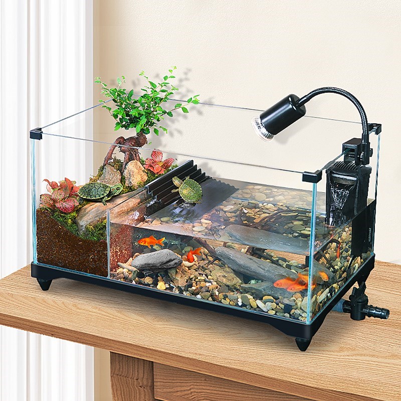 乌龟缸超白玻璃饲养o缸水陆两栖香半水龟安缘家用生态鱼缸造景