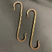 东际手作a铜制S型钩复古扭纹捶打立面收纳钩民宿墙面装 饰吊挂钩