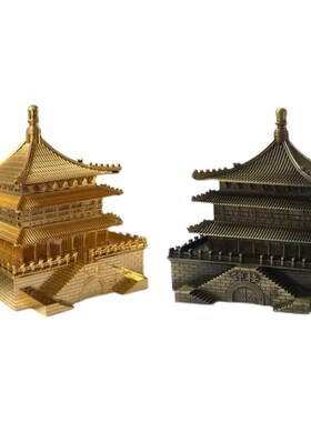 西安标志型e建筑钟楼模型s中国古建筑铜制摆件西安旅游纪念品送老