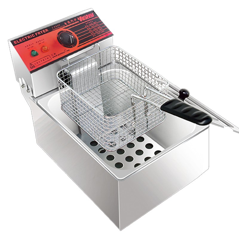 汇利HY-871电炸炉商用油炸锅单缸加厚6L卡钉式S可翻转炸串机电炸