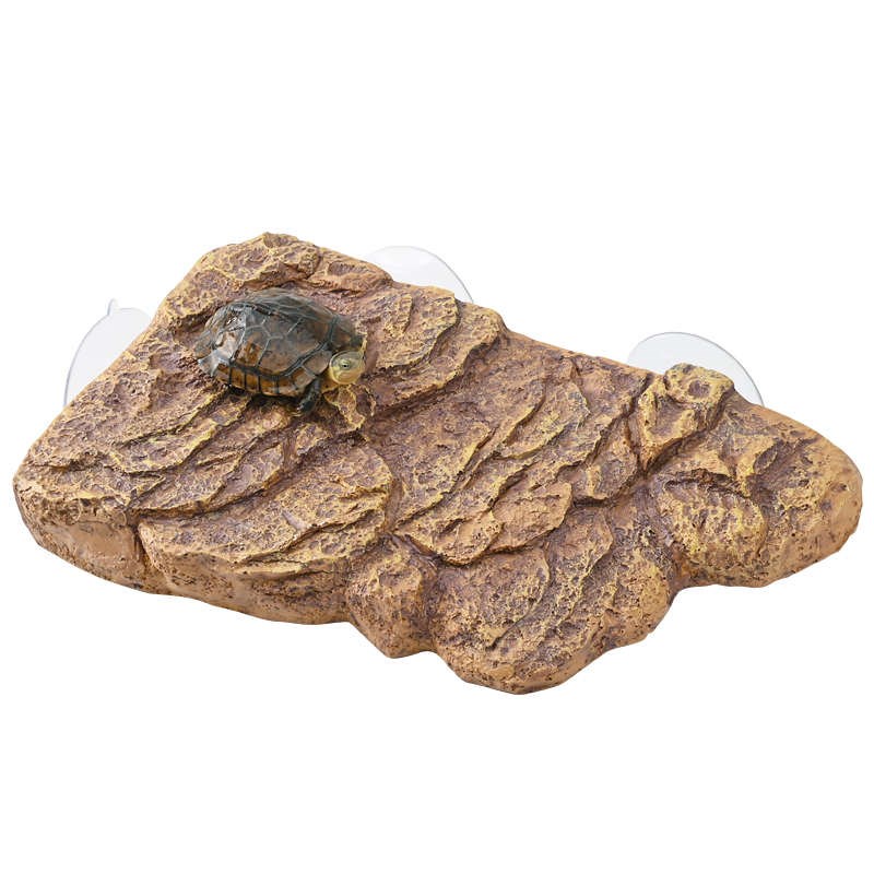 养乌龟高水位晒背爬台深水龟缸吸盘造景石头浮岛爬Z梯休息平台