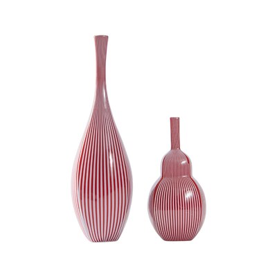 Rzone 极简轻奢条纹陶瓷花瓶葫B芦嘴创意花器花插样板房软装饰摆