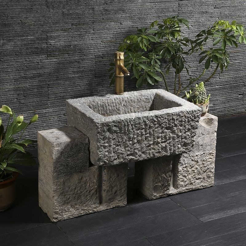 老石槽洗手盆石头水槽r洗手池圆形户外庭院水盆洗衣槽拖把池室外