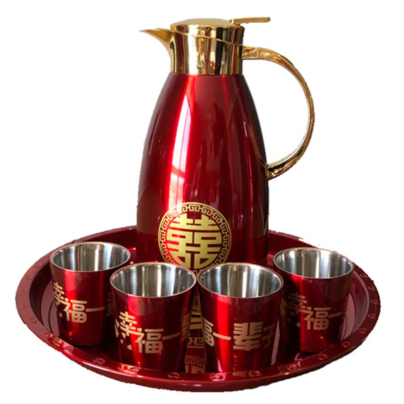 暖壶结婚陪嫁一对婚庆保温壶红色热水壶热水瓶3V04不锈钢家用
