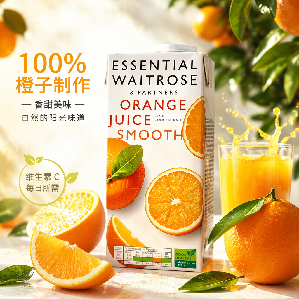 waitrose果汁饮料100%橙汁英国进口橙C美式原料早餐聚会健康饮品