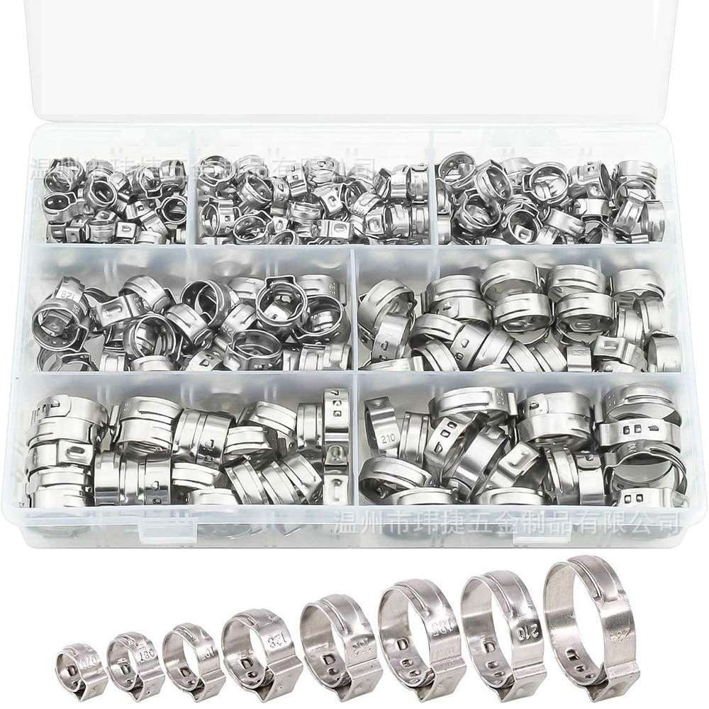 7-23.5单耳无极卡箍130PCS盒装喉箍304不锈钢油管夹管箍抱箍套装