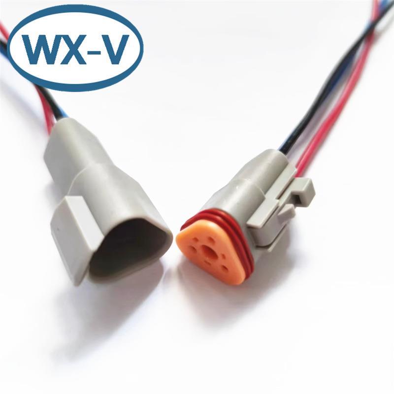 DT04-3P线束德驰TE标/3芯公母对接连接器DT04-3P/DT06-3S防水接