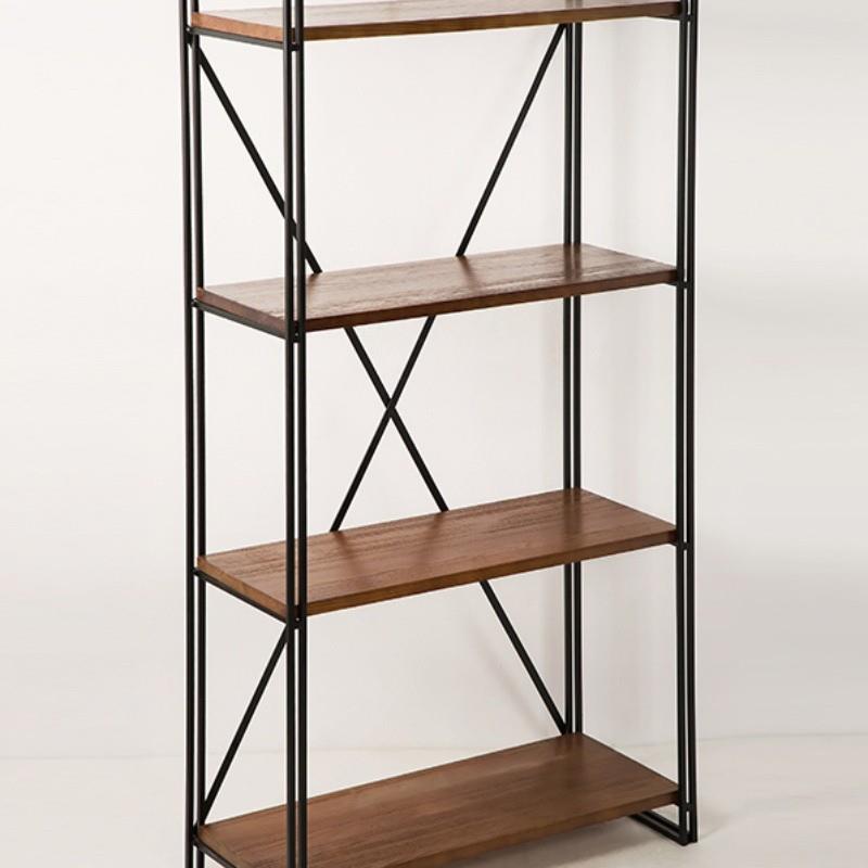 loft工业风美式铁艺书架隔板置物架落地厨房客厅实木多层收纳架