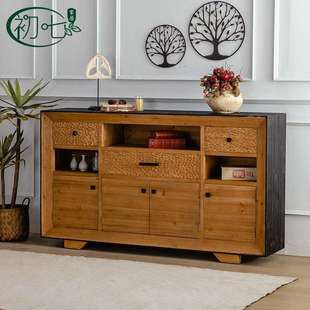 新中式仿古入户玄关柜实木斗柜靠墙储物柜美式客厅装饰柜展示架