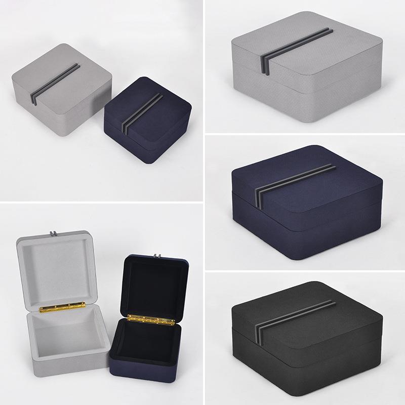 简约现代金属黑色皮革首饰收纳盒样板间衣橱卧室梳妆台装饰品摆件