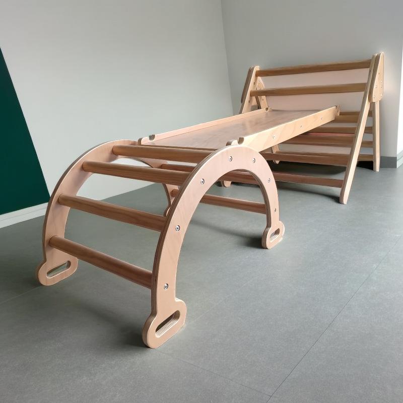 实木小型室内攀岩滑梯三角爬梯迷你攀爬架木制幼儿童玩具感统训练