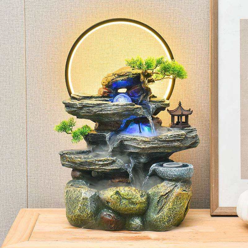 桌面假山流水喷泉摆件开业办公室收银台招财高山循环水风水轮摆件,收纳整理,烫衣板及配件,淘宝优惠券,粉丝福利购,淘宝优惠卷