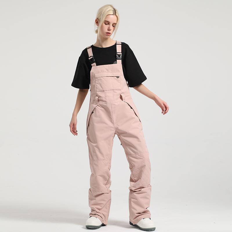 冬季新款滑雪裤女单板防风防水耐磨户外双板工装滑雪服连体背带裤