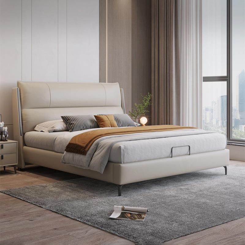 YLX2805#猫抓皮床现代简约1.5m1.8m轻奢意式极简主卧婚床实木真