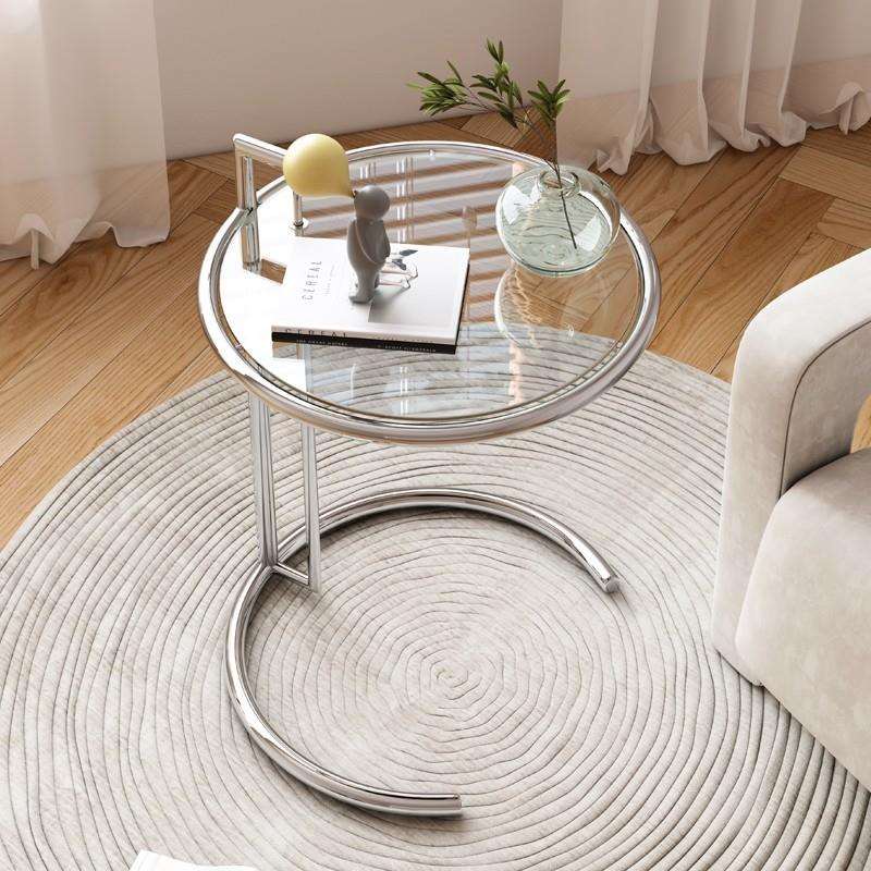 轻奢床边桌玻璃小户型电脑桌简易沙发边几可移动升降网红小圆桌