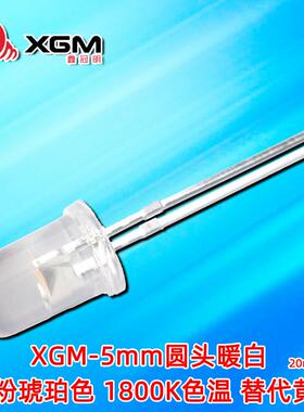 F5mm直插二极管白发暖白圆头长脚金黄光汽车转向灯交通信号F5mm